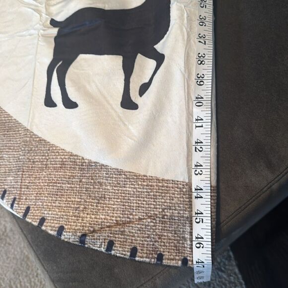 Christmas Tree Skirt Mat Plaid with Trees Reindeer & Snowflakes 47” NEW - Picture 10 of 11